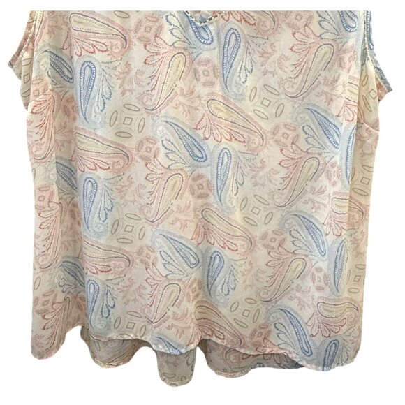 Rose & Olive Womens Sleeveless Pastel Paisley Blouse Flowy Top Plus Size 3X - Picture 3 of 5